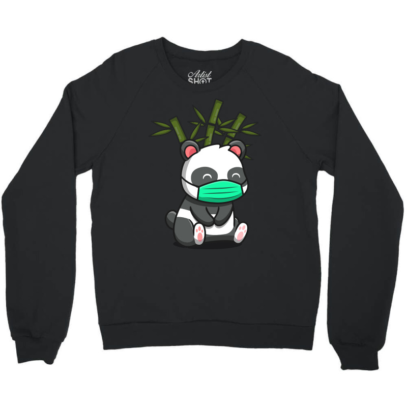 Hot Trend Cute Panda Sitting And Wearing Mask Crewneck Sweatshirt | Artistshot