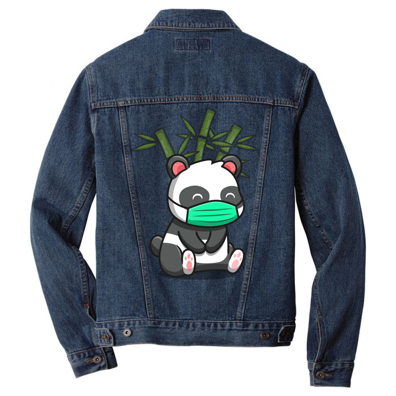 Hot Trend Cute Panda Sitting And Wearing Mask Men Denim Jacket | Artistshot