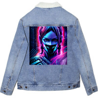 Fille Cyberpunk Fonds Dcran Cyberpunk 4k Oeuvre Cyberpunk Art Conceptu Unisex Sherpa-lined Denim Jacket | Artistshot