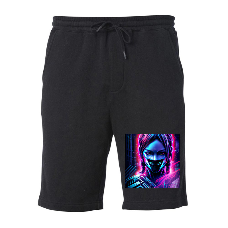 Fille Cyberpunk Fonds Dcran Cyberpunk 4k Oeuvre Cyberpunk Art Conceptu Fleece Short | Artistshot