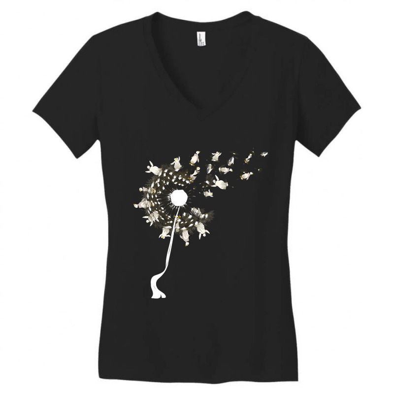 Trending Dandelion Flower Antarctica Animal Funny Penguin Women's V-Neck T-Shirt by Ledford Leslie | Artistshot