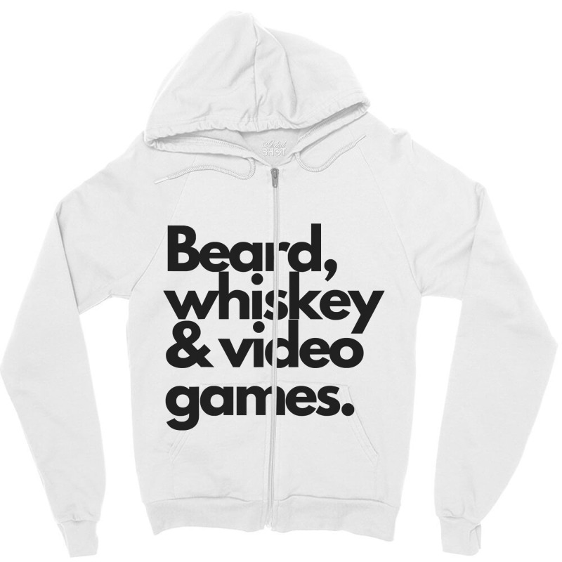 Beard, Whiskey   Video Games  Manly Whiskey Drinker Zipper Hoodie | Artistshot