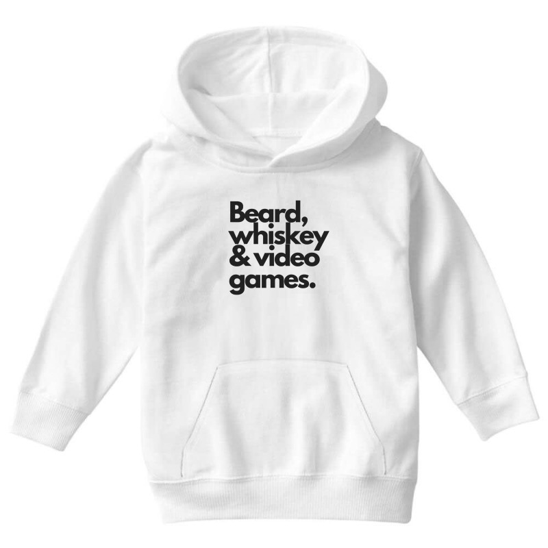 Beard, Whiskey   Video Games  Manly Whiskey Drinker Youth Hoodie | Artistshot