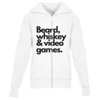 Beard, Whiskey   Video Games  Manly Whiskey Drinker Youth Zipper Hoodie | Artistshot