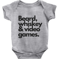 Beard, Whiskey   Video Games  Manly Whiskey Drinker Baby Bodysuit | Artistshot