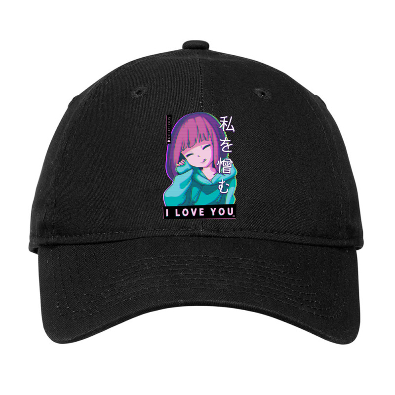 Hate Me I Love You Aesthetic Vaporwave Anime Girl Adjustable Cap | Artistshot