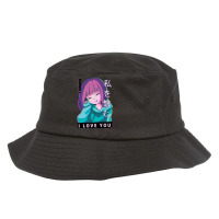 Hate Me I Love You Aesthetic Vaporwave Anime Girl Bucket Hat | Artistshot