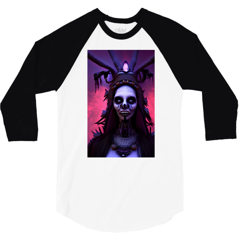 Undead Witch Doctor Shaman Voodoo Priestess Version Deux Par Designs 3/4 Sleeve Shirt by ranhelglitze | Artistshot