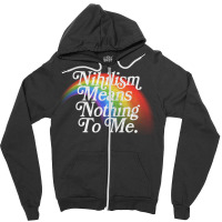 Nihilism Means Nothing To Me Vintage Style Faded Rainbow Design Zipper Hoodie | Artistshot