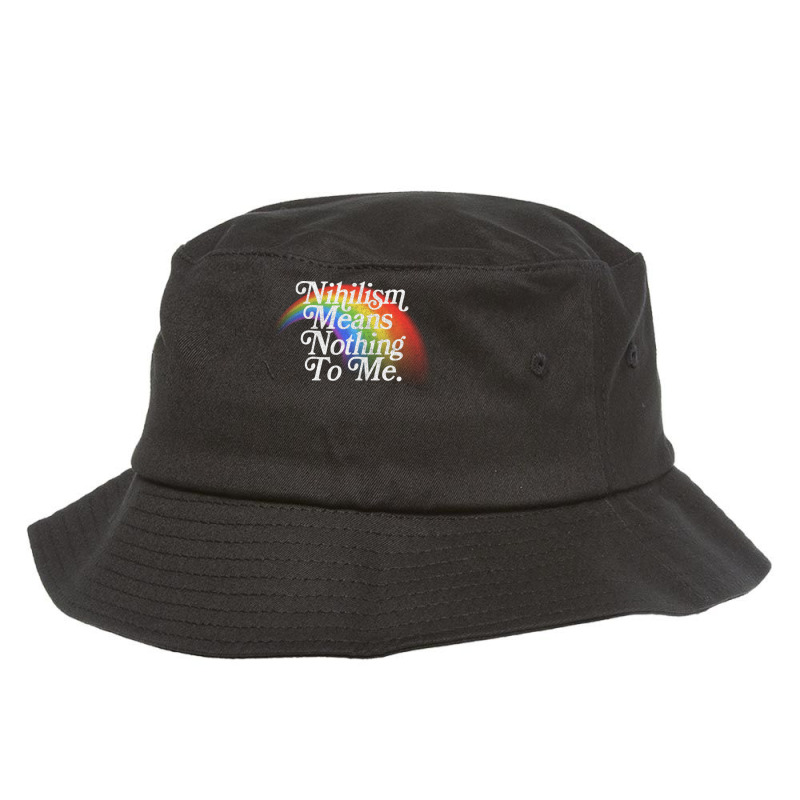 Nihilism Means Nothing To Me Vintage Style Faded Rainbow Design Bucket Hat by JemmaLyna | Artistshot