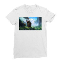 Aesthetics Moving Castle In Forest Ladies Fitted T-shirt | Artistshot