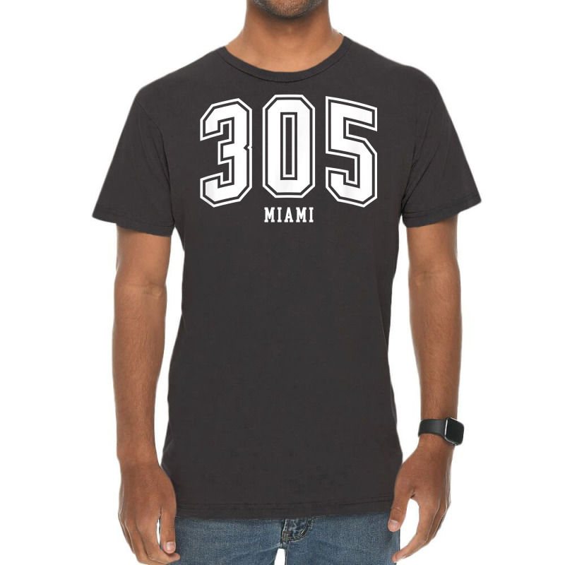 305 Miami Fl Arched Athletic Design T Shirt Vintage T-shirt | Artistshot