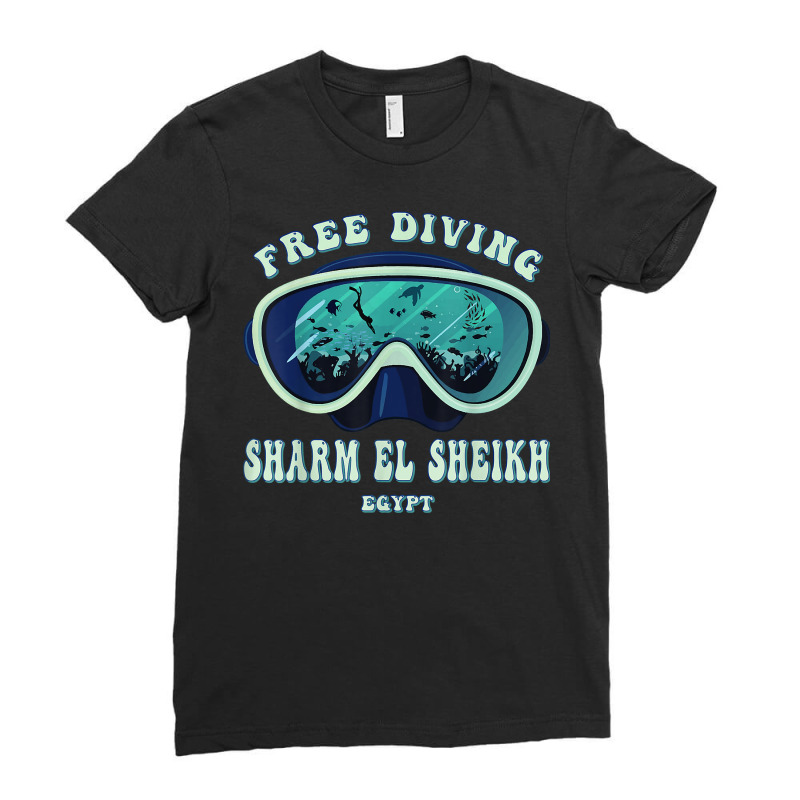 Free Diving, Sharm El Sheikh Egypt Underwater Divers Mask T Shirt Ladies Fitted T-Shirt by deemerx8lmshare | Artistshot