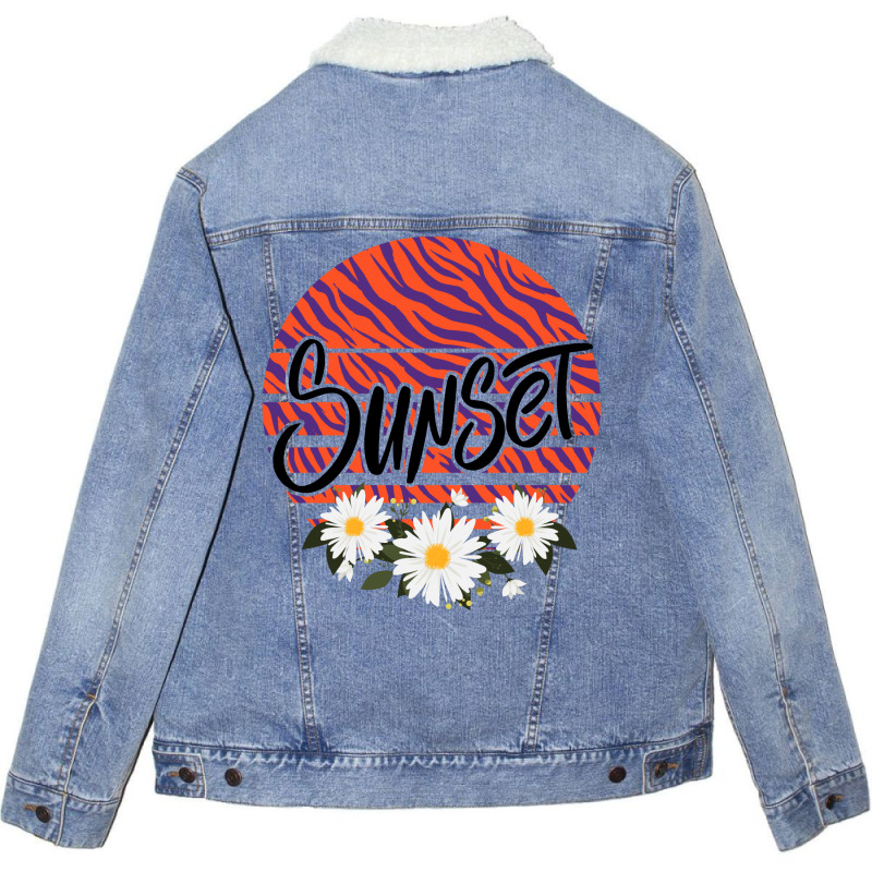 Sunset Unisex Sherpa-Lined Denim Jacket by autlu2024 | Artistshot