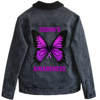 Crohn's Awareness Butterfly Unisex Sherpa-lined Denim Jacket | Artistshot