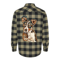 Australian Shepherd Dog Against Green Background Flannel Shirt | Artistshot