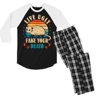 Opossum Live Ugly Fake Your Death Vintage Animal Lover T Shirt Men's 3/4 Sleeve Pajama Set | Artistshot