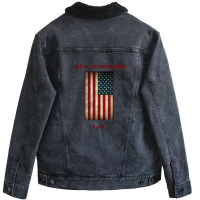 Love Brandon Let's Go American Flag Sideways Distress Unisex Sherpa-lined Denim Jacket | Artistshot