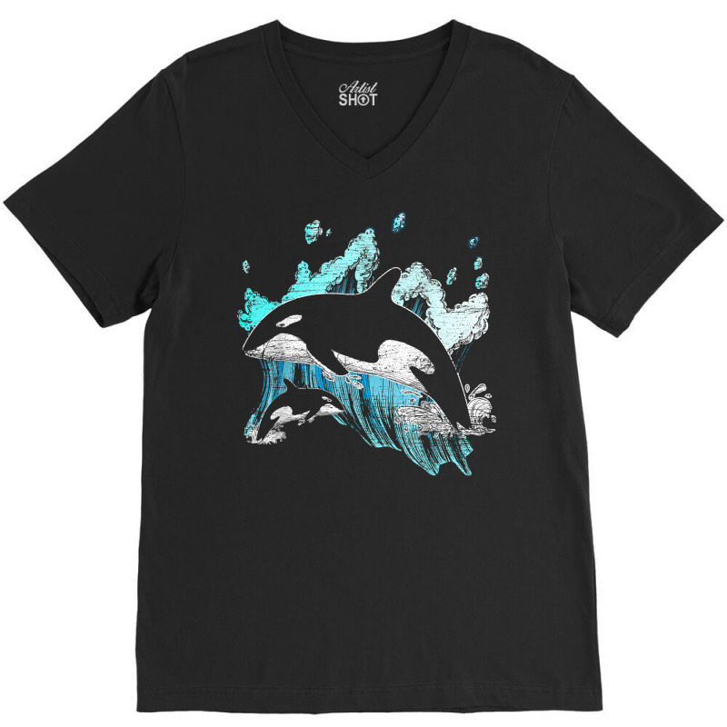 Killer Whale Ocean Swim Cool Animal Creature Orca T Shirt V-neck Tee | Artistshot