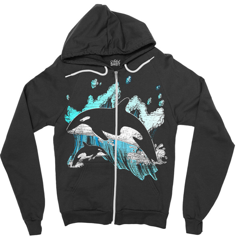 Killer Whale Ocean Swim Cool Animal Creature Orca T Shirt Zipper Hoodie | Artistshot