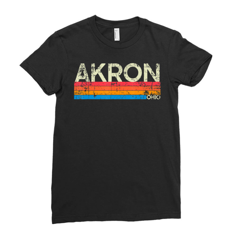 Vintage Retro Akron Ohio Distressed Souvenir Ladies Fitted T-shirt | Artistshot