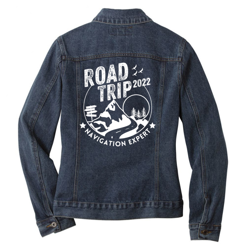 Funny Vacay Family Road Trip 2022 Navigation Expert Ladies Denim Jacket by mashaukronet | Artistshot