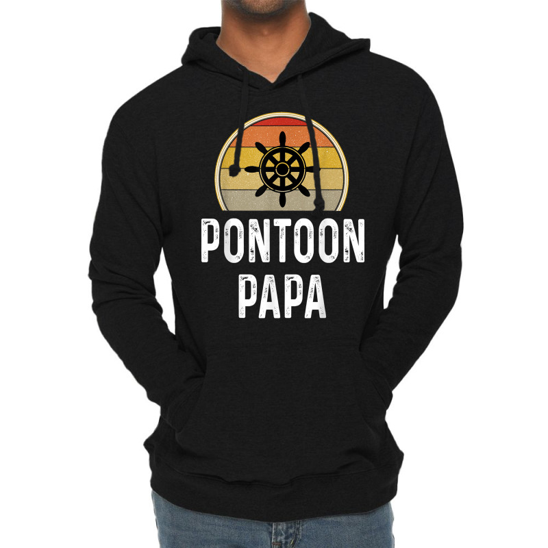 Mens Funny Pontoon Papa Shirt Boat Owner Gifts Grandpa Dad Retro T Shi Lightweight Hoodie | Artistshot