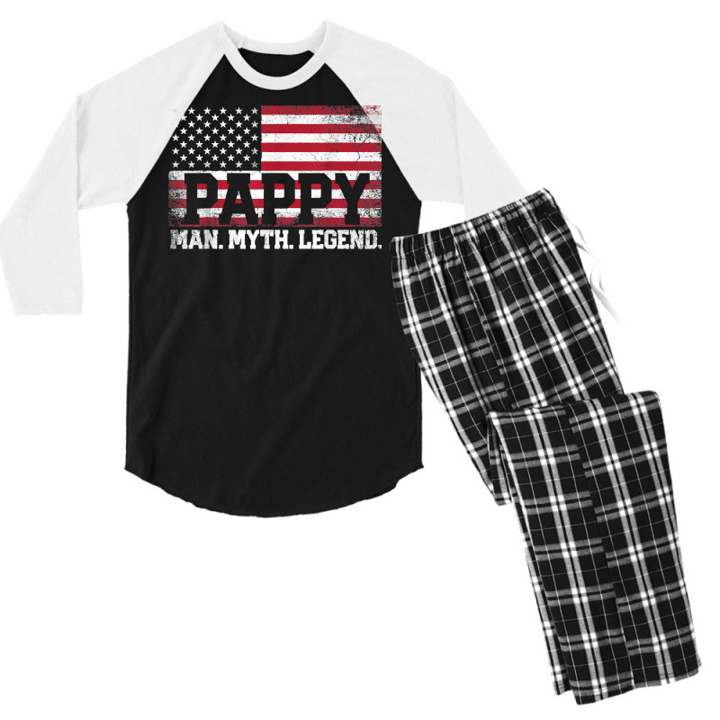 Mens Pappy The Man Myth Legend American Flag Father's Day Gift T Shirt Men's 3/4 Sleeve Pajama Set | Artistshot