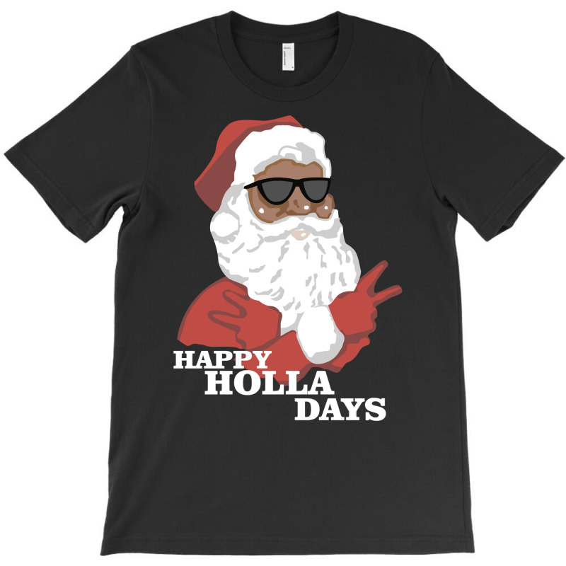 Christmas Happy Holla Days African American Santa Hoodie T-shirt | Artistshot