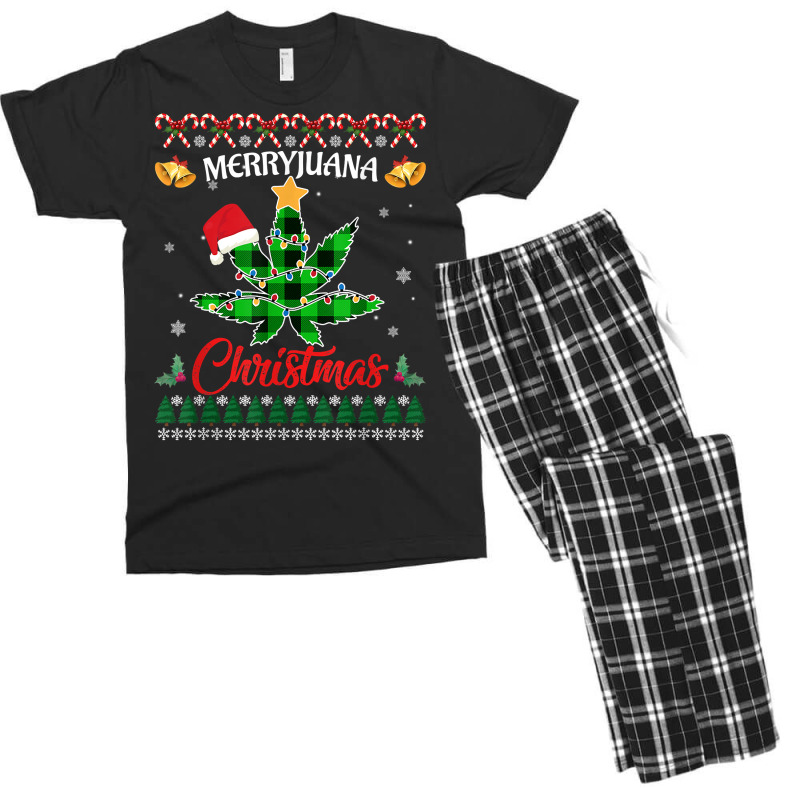 Merryjuana Weed Leaf Funny Christmas Pajama X Mas T Shirt Men's T-shirt Pajama Set | Artistshot