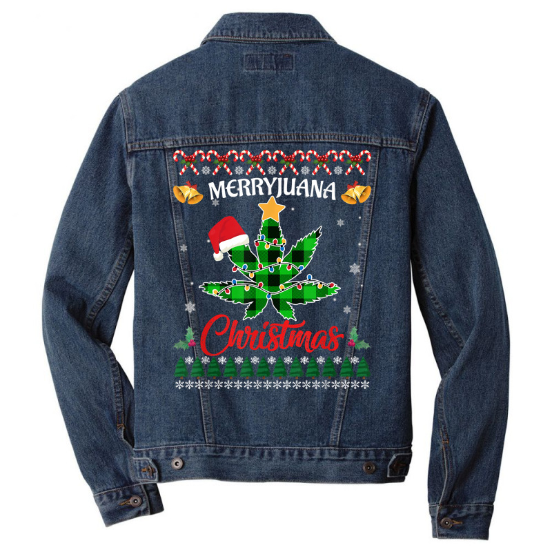 Merryjuana Weed Leaf Funny Christmas Pajama X Mas T Shirt Men Denim Jacket | Artistshot