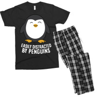 Cute Penguin Lover Gift Easily Distracted By Penguins Pullover Hoodie Men's T-shirt Pajama Set | Artistshot