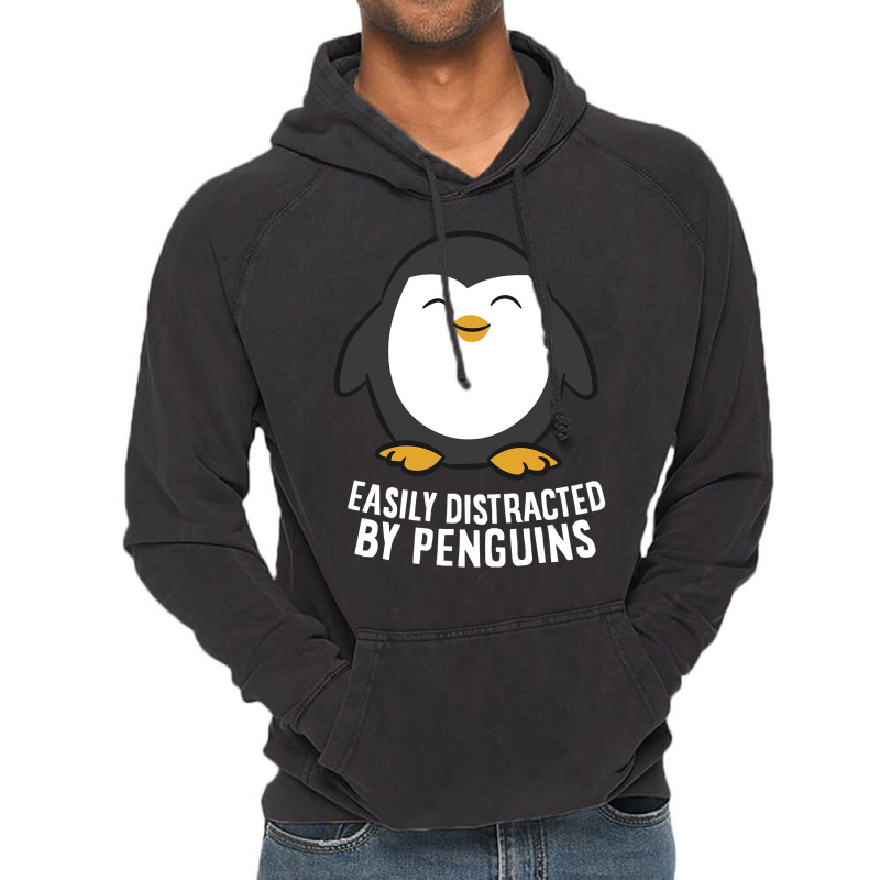 Cute Penguin Lover Gift Easily Distracted By Penguins Pullover Hoodie Vintage Hoodie | Artistshot