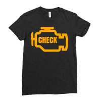 Yellow Car Engine Dashboard Warning Light  Funny Mechanic Ladies Fitted T-shirt | Artistshot