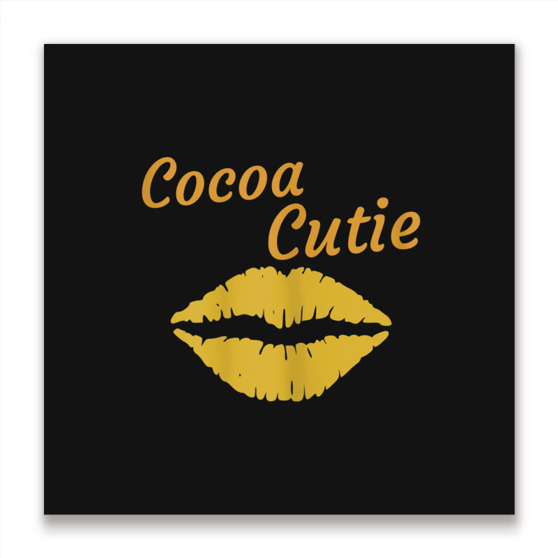 Womens Cocoa Cutie Sexy Gold Lips Cute Melanin Metal Print Square | Artistshot