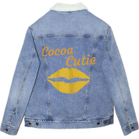 Womens Cocoa Cutie Sexy Gold Lips Cute Melanin Unisex Sherpa-lined Denim Jacket | Artistshot