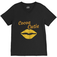 Womens Cocoa Cutie Sexy Gold Lips Cute Melanin V-neck Tee | Artistshot