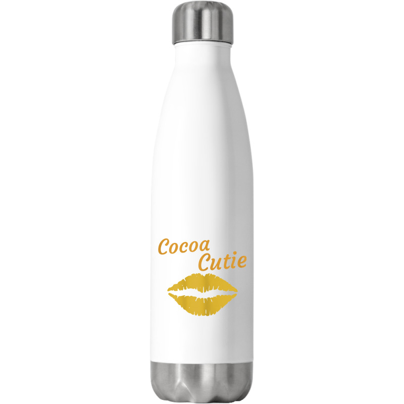 Womens Cocoa Cutie Sexy Gold Lips Cute Melanin Stainless Steel Water Bottle | Artistshot