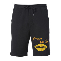 Womens Cocoa Cutie Sexy Gold Lips Cute Melanin Fleece Short | Artistshot