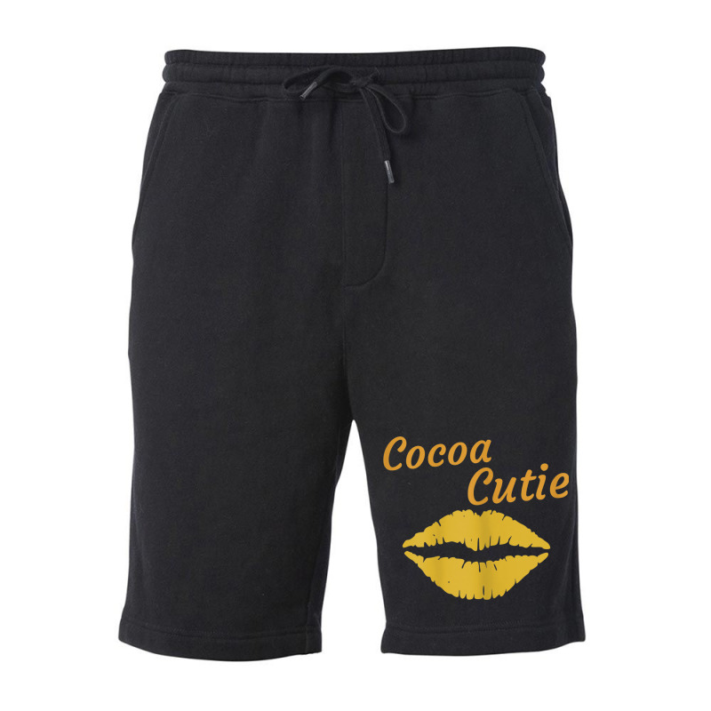 Womens Cocoa Cutie Sexy Gold Lips Cute Melanin Fleece Short | Artistshot