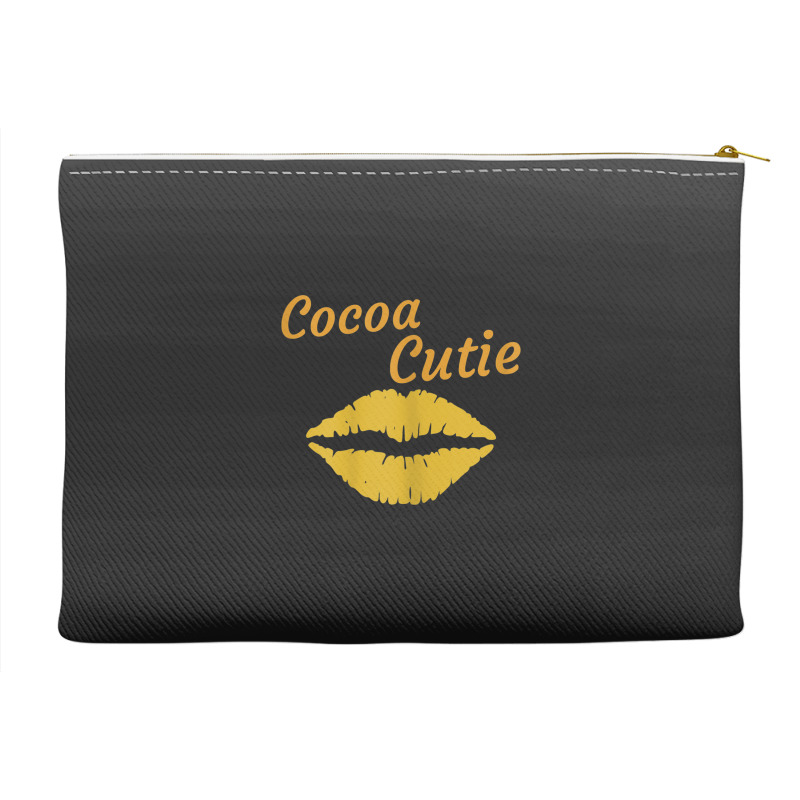 Womens Cocoa Cutie Sexy Gold Lips Cute Melanin Accessory Pouches | Artistshot