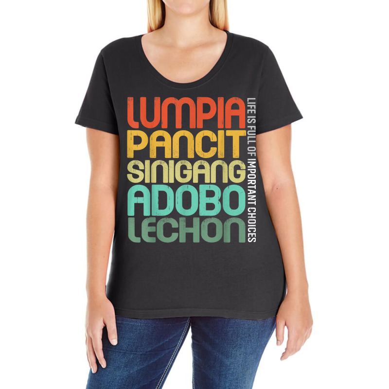 Filipino Philippine Food Lumpia Pancit Sinigang Adobo Lechon T Shirt Ladies Curvy T-Shirt by sarlesfo | Artistshot