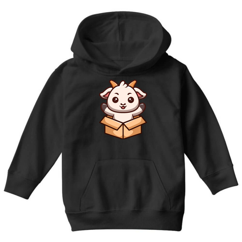 Hot Trend Goat Sitting Out From Box Cute Cartoon Youth Hoodie by Ledford Leslie | Artistshot