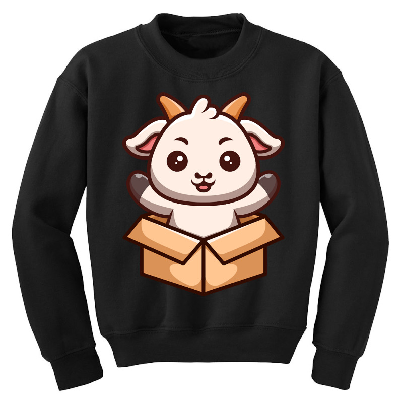 Hot Trend Goat Sitting Out From Box Cute Cartoon Youth Sweatshirt by Ledford Leslie | Artistshot