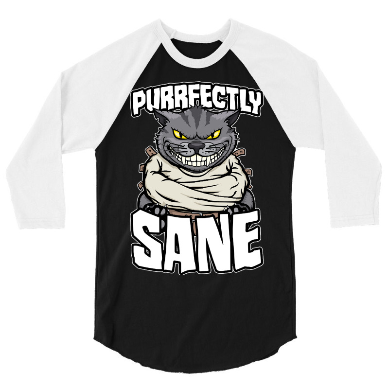 Hot Trend Purrfectly Sane Crazy Cat Lady Funny Mad Cat Lover Halloween 3/4 Sleeve Shirt by macklinsampson | Artistshot