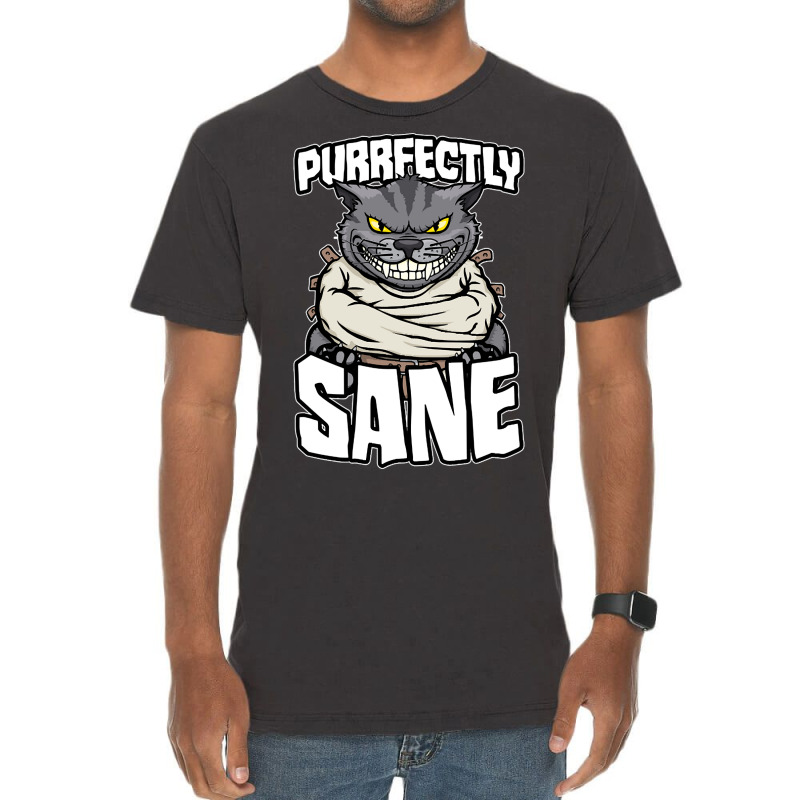 Hot Trend Purrfectly Sane Crazy Cat Lady Funny Mad Cat Lover Halloween Vintage T-Shirt by macklinsampson | Artistshot