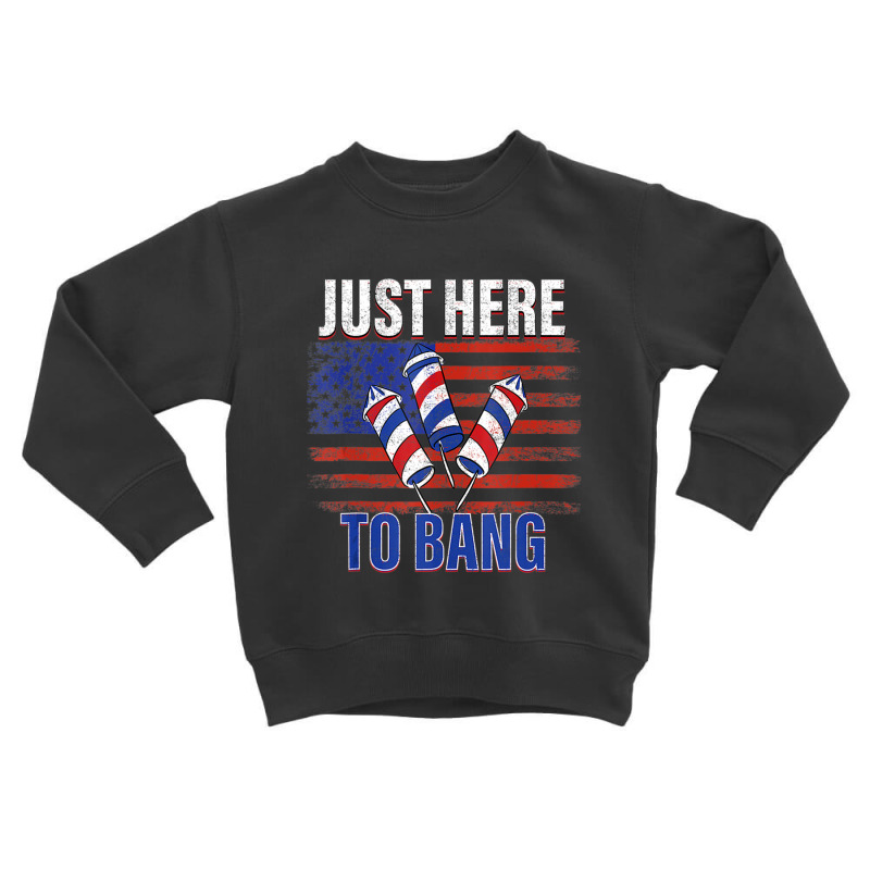 Hot Trend Just Here To Bang Fireworks Funny 4th Of July Toddler Sweatshirt by degreesgunner | Artistshot