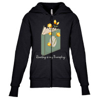 Trending Reading Is My Theraphy 104 Youth Zipper Hoodie | Artistshot