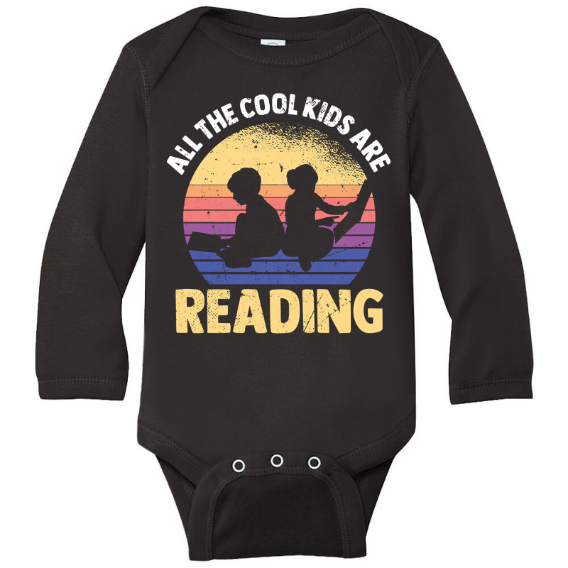 Trending All The Cool Kids Are Reading Book Vintage Reto Long Sleeve Baby Bodysuit by declangreenwood | Artistshot