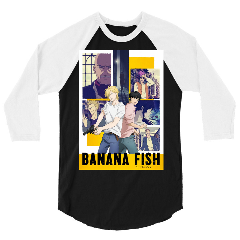 Banana Fish Poster Blue 3/4 Sleeve Shirt by woelkelytjeb | Artistshot